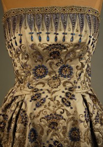 Judy Ellis's Beading A-B-C's - , Beading, Beads, , , Palmyre Couture jeweled strapless evening gown designed by Christian Dior, 1952