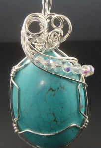 Judy Ellis's Gem Profile- Turquoise - , General Education, , Turquoise Cabochon wire wrapped pendant
