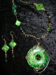 Judy Ellis's Gem Profile- Variscite - , General Education, , Green necklace and earrings