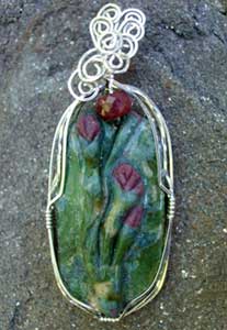 Dale Armstrong's Gem Profile- Ruby Fuchsite - , General Education, , A Ruby Fuchsite Cabochon wrapped with Argentium Silver Wire