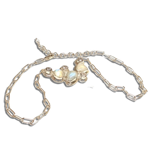 Judy Larson's Moonstone- A Flash of Light - Necklace Chain, Classic Wire Jewelry, Making Chain, Chain Making , Cutting, Cutting Tool, Cutters, Filing, Finishing, Jump Rings, Jump Ring, Making Jump Rings, Sawing, Saw, Wire Saw, Tumbling, Tumble, Tumbling Jewelry, Butane Torch, Soldering, Solder, Design, Drilling, Drill, moonstone necklace chain