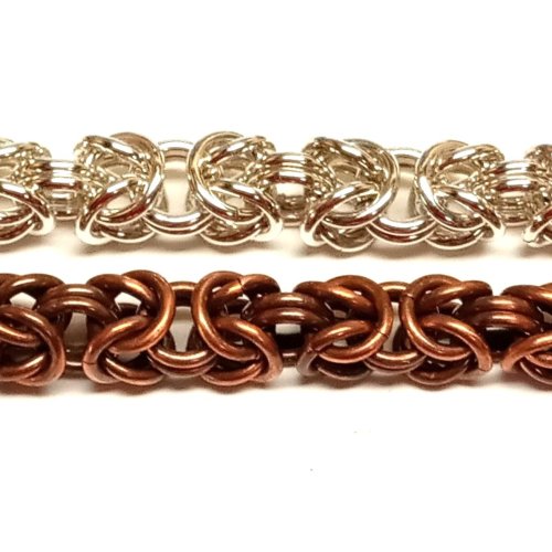 Judy Larson's Make Your Own Chains Part 2 - , Teaching, Making Chain, Chain Making , Jump Rings, Jump Ring, Making Jump Rings, , , Chain Maille, chain mail, chainmaille, chainmail, , Both chains here are made with 18 gauge