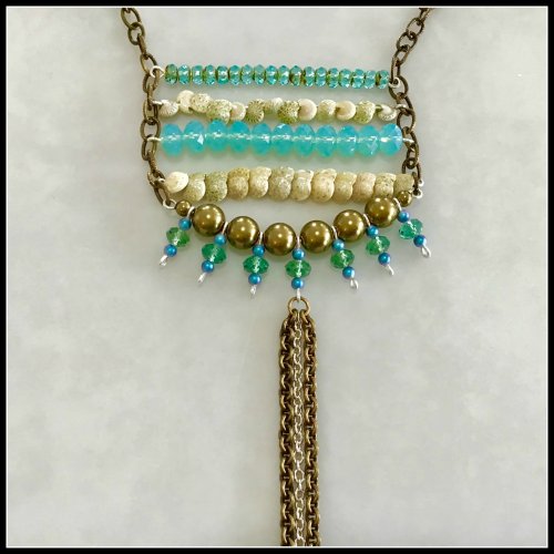 Kristal Wick's Kona Necklace - , Contemporary Wire Jewelry, Loops, Wire Loop, Wrapped Wire Loop, Using a jump ring, attach a 4 3 4 bronze chain