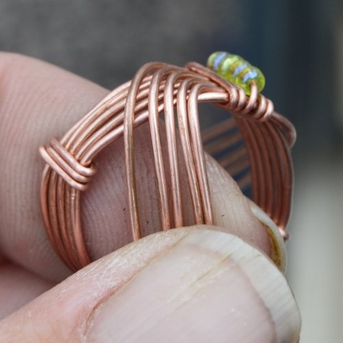 Deborah Kelly's Classic Cocktail Ring - , Classic Wire Jewelry, Wire Wrapping, Wrapping, Wire Wrapping Jewelry, Weaving, Wire Weaving, Weaving Wire, Bend all the wires over the edge of the ring.