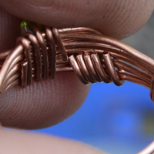 Deborah Kelly's Classic Cocktail Ring - , Classic Wire Jewelry, Wire Wrapping, Wrapping, Wire Wrapping Jewelry, Weaving, Wire Weaving, Weaving Wire, Go from the side of the ring with the pliers