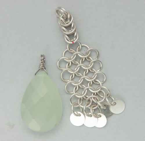 Kylie Jones's Gemstone Chain Maille Pendant - , Chain Maille Jewelry, Making Chain, Chain Making , Attach the stone to the ring that was folded back