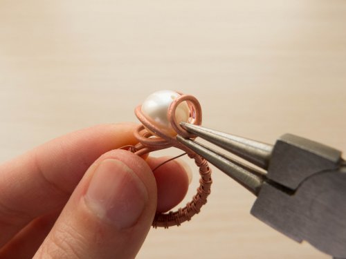 Oksana Truhan's Woven Wire Pearl Ring - , Wire Weaving, Weaving, Wire Weaving, Weaving Wire, Butane Torch, Soldering, Solder, Restore the spirals