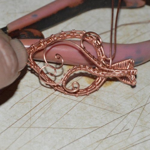 Deborah Kelly's Woven Heart-framed Pendant - , Wire Weaving, Weaving, Wire Weaving, Weaving Wire, Arrange the weaves on the back attractively