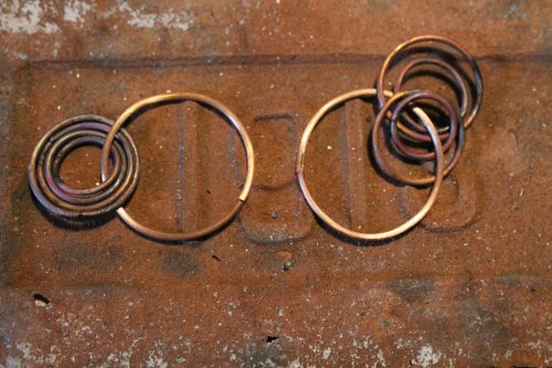 Judy Freyer Thompson's Circle Earrings - , Contemporary Wire Jewelry, Butane Torch, Soldering, Solder, Repeat with other 1 ¼' jump ring.