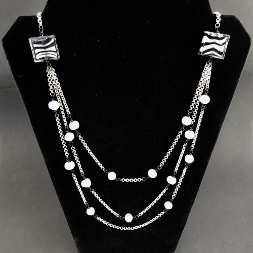 Kristal Wick's Tuxedo Junction Necklace - , Contemporary Wire Jewelry, Loops, Wire Loop, Wrapped Wire Loop, Attach each glass bead to neck chain ends.