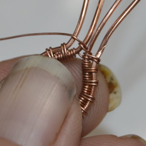 Deborah Kelly's Woven Shell Donut Pendant - , Wire Weaving, Weaving, Wire Weaving, Weaving Wire, Repeat with the next two wires.