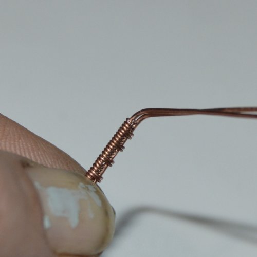 Deborah Kelly's Wire Woven Drumstick Earrings and Ring - , Wire Weaving, Weaving, Wire Weaving, Weaving Wire, Bend the wires above the weave to the front of the earring.    