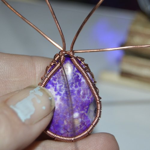 Deborah Kelly's Side Crossover Pendant - , Wire Weaving, Weaving, Wire Weaving, Weaving Wire, Wrap the wire around the base wire once