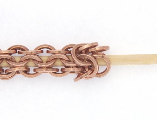 Kylie Jones's Square Wire Rings Round Maille Bracelet - , Chain Maille Jewelry, Making Chain, Chain Making ,  and out through the center of the 2nd ring