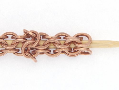 Kylie Jones's Square Wire Rings Round Maille Bracelet - , Chain Maille Jewelry, Making Chain, Chain Making , Add 4 more straight rows.    