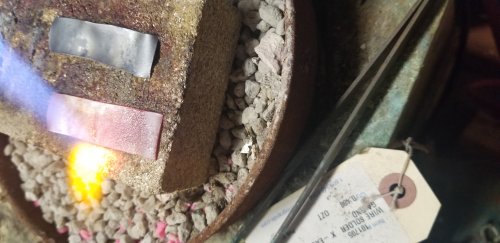 Cheryl Strait's Reticulated Sterling and Wire Earrings - , Metalwork, Findings, Clasps, Components, Butane Torch, Soldering, Solder,  soldering block and heating to create peaks