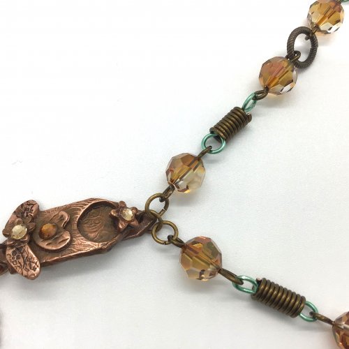 Kristal Wick's By the Seashore Necklace - , Contemporary Wire Jewelry, Coiling, Coiling Wire, Wire Coiling, Loops, Wire Loop, Wrapped Wire Loop, Attach focal piece to both necklace ends using 3 jump rings.    