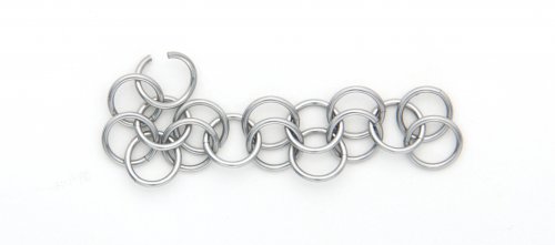 Kylie Jones's Chain Maille Bail for a Stone Donut - , Chain Maille Jewelry, Making Chain, Chain Making , With an open ring go down into the center of the top ring 