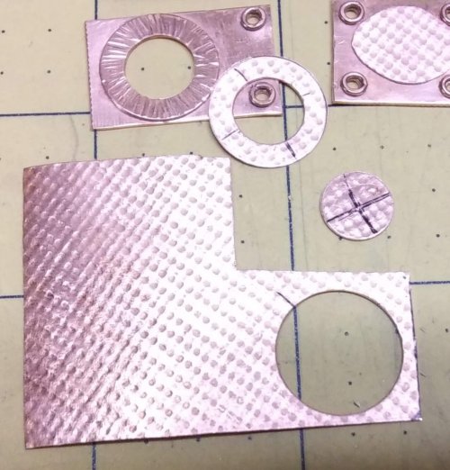 Judy Larson's Mixed Metal Sampler Bracelet 4 - Words Matter - , Metalwork, Stamping, Stamps, cut a 5/8 washer with a 3/8 hole from the textured copper piece.