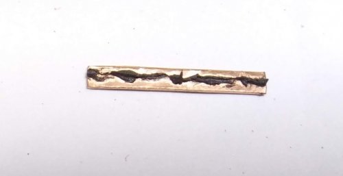 Judy Larson's Mixed Metal Sampler Bracelet 6 - A Little Bling - , Metalwork, Butane Torch, Soldering, Solder, cut for the T-bar is attached to a ¼ x 1 piece 