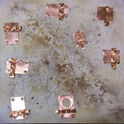 Judy Larson's Mixed Metal Sampler Bracelet 6 - A Little Bling - , Metalwork, Butane Torch, Soldering, Solder, Place each piece onto the soldering surface.