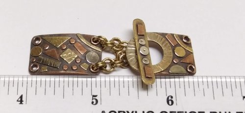 Judy Larson's Mixed Metal Sampler Bracelets Series    PUTTING IT ALL TOGETHER  - , Metalwork, Filing, Finishing, Oxidizing Wire, Oxidizing, Antiquing Wire, Antiquing, Design, I used 3.5mm jump rings to attach links and toggle pieces together.