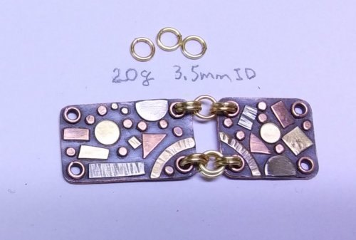 Judy Larson's Mixed Metal Sampler Bracelets Series    PUTTING IT ALL TOGETHER  - , Metalwork, Filing, Finishing, Oxidizing Wire, Oxidizing, Antiquing Wire, Antiquing, Design, Use slightly larger jump rings in the corners 