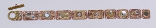 Judy Larson's Mixed Metal Sampler Bracelet 8 - Fun Shapes - , Metalwork, Cutting, Cutting Tool, Cutters, How To Punch Holes, Hole Punching, Punch A Hole, Butane Torch, Soldering, Solder, mixed metals bracelet fun shapes