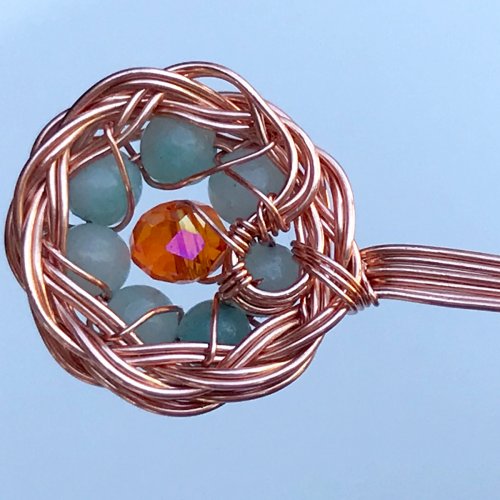 Erika Pal's Beaded Flower Ring - , Contemporary Wire Jewelry, Weaving, Wire Weaving, Weaving Wire, Switch to back view.