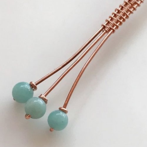 Erika Pal's Boho Beaded Ring - , Contemporary Wire Jewelry, Weaving, Wire Weaving, Weaving Wire,  moving them behind the beads.