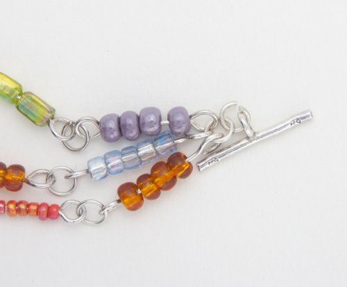 Kylie Jones's Sterling Silver Rainbow Bracelet - , Contemporary Wire Jewelry, Loops, Wire Loop, Wrapped Wire Loop, With another open 1/8 jump ring go through the jump ring