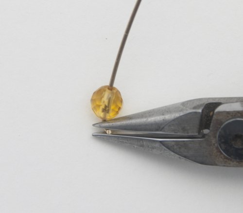 Kylie Jones's Gold Bead Pendant - , Contemporary Wire Jewelry, Loops, Wire Loop, Wrapped Wire Loop, Place a 6mm bead on the wire