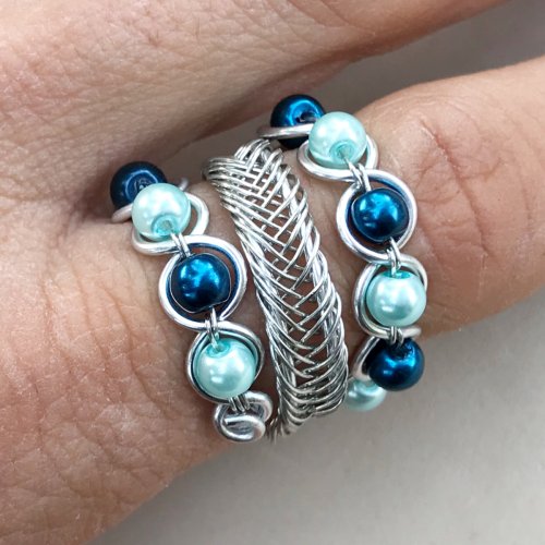 Erika Pal's Peace Drop Ring - , Contemporary Wire Jewelry, Weaving, Wire Weaving, Weaving Wire, , triple wrap wire ring