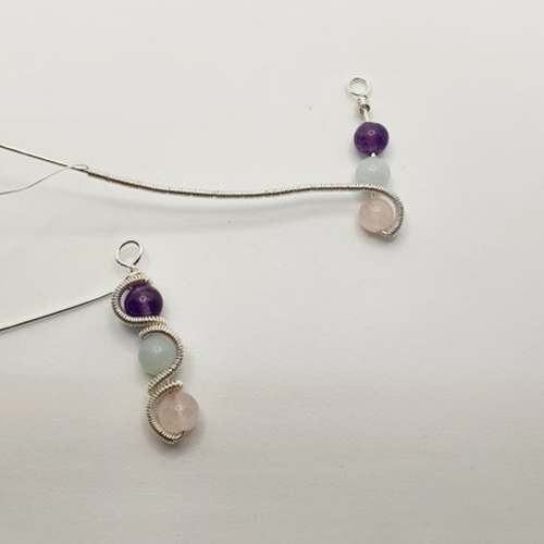 Natalie Patten's Coiled Wrap Bead Earrings - , Contemporary Wire Jewelry, Spirals, Wire Spiral, Spiral Wire Wrap, , bend your wire in the opposite direction