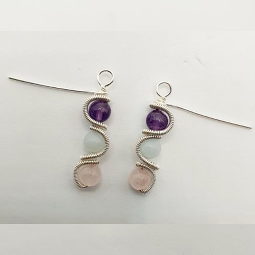 Natalie Patten's Coiled Wrap Bead Earrings - , Contemporary Wire Jewelry, Spirals, Wire Spiral, Spiral Wire Wrap, , coiled wrap bead earrings