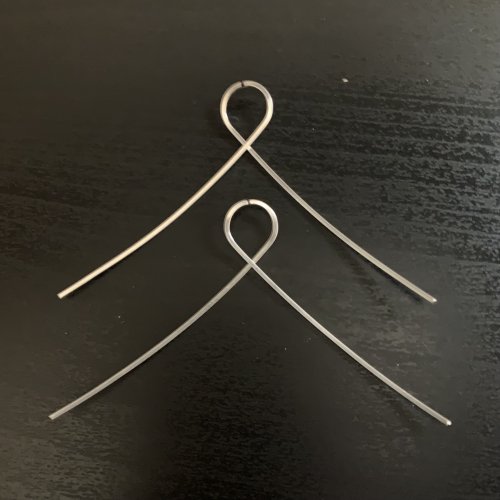 Kendra Austin's Infinity Earrings - Form the outer elements, Contemporary Wire Jewelry, Filing, Finishing, Forging, Forging Jewelry, Jewelry Forging, Lashing, Wire Lashing, Loops, Wire Loop, Wrapped Wire Loop, Do the same for both 5.5 lengths