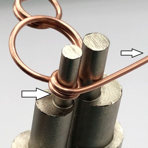 Erika Pal's Loop in Loop Earrings - , Contemporary Wire Jewelry, Loops, Wire Loop, Wrapped Wire Loop, Now continue to bend the wire around the thinner plier end