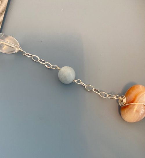 Lori Cranson's Fire and Ice Long Necklace - , Contemporary Wire Jewelry, Coiling, Coiling Wire, Wire Coiling, Connect the stones using either chain or jump rings