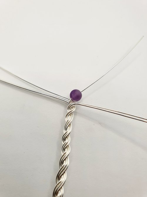 Natalie Patten's Braided Wire Cuff - , Contemporary Wire Jewelry, Spirals, Wire Spiral, Spiral Wire Wrap, Weaving, Wire Weaving, Weaving Wire, now positioned in the center of the braid.