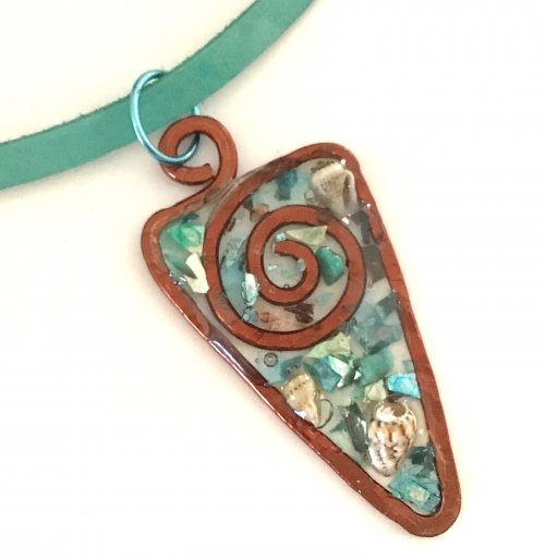 Kristal Wick's Winter Waters Wire Resin Necklace - , Contemporary Wire Jewelry, Loops, Wire Loop, Wrapped Wire Loop, Spirals, Wire Spiral, Spiral Wire Wrap, winter waters wire resin necklace