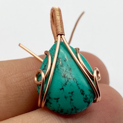 Erika Pal's Graceful Drop Pendant - , Contemporary Wire Jewelry, Coiling, Coiling Wire, Wire Coiling, Wire Wrapping, Wrapping, Wire Wrapping Jewelry, bend these 2 base wire ends completely backwards