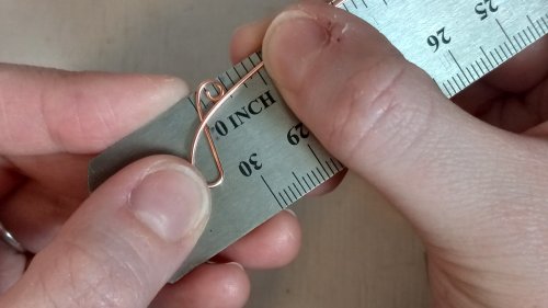 Elizabeth Schultz's Butterfly Swirly Wire Earrings - , Contemporary Wire Jewelry, Coiling, Coiling Wire, Wire Coiling, Lashing, Wire Lashing, Loops, Wire Loop, Wrapped Wire Loop, Wire Wrapping, Wrapping, Wire Wrapping Jewelry, Measure from where the wires meet 