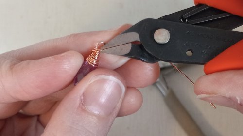 Elizabeth Schultz's Butterfly Swirly Wire Earrings - , Contemporary Wire Jewelry, Coiling, Coiling Wire, Wire Coiling, Lashing, Wire Lashing, Loops, Wire Loop, Wrapped Wire Loop, Wire Wrapping, Wrapping, Wire Wrapping Jewelry, Trim off the excess wire.    