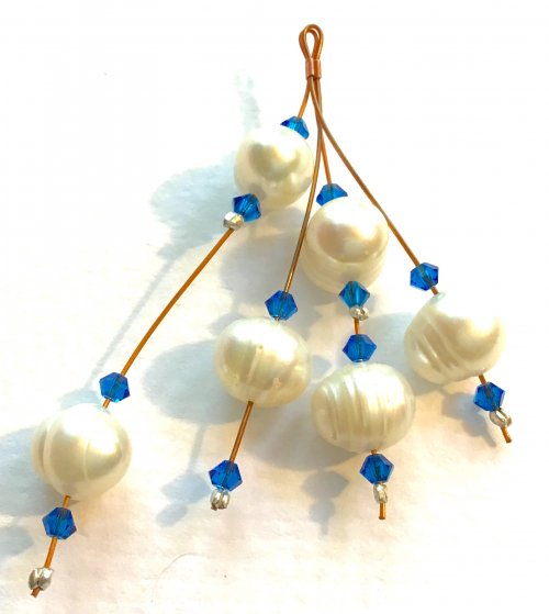 Kristal Wick's Red Rocks in Winter Earrings - , Beading, Beads, Repeat Steps 3 & 4 spacing the crimps at various lengths for strand 3