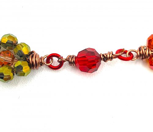 Kristal Wick's Ruby Blooms Bracelet - , Contemporary Wire Jewelry, Loops, Wire Loop, Wrapped Wire Loop, , wire and crystal bracelet