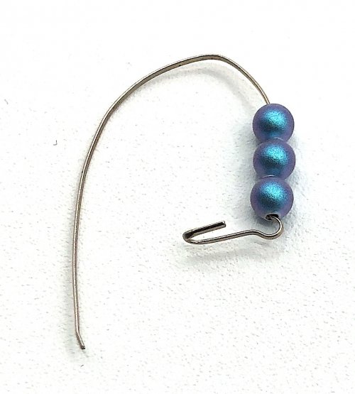 Kristal Wick's Alaskan Pastel Earrings - , Contemporary Wire Jewelry, Beads, slide on three pearls