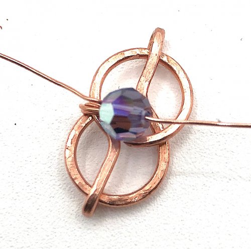 Kristal Wick's Purple Paradise Bracelet - , Contemporary Wire Jewelry, Forging, Forging Jewelry, Jewelry Forging, Oxidizing Wire, Oxidizing, Antiquing Wire, Antiquing, Texturing, Wire Wrapping, Wrapping, Wire Wrapping Jewelry, string the bead onto the wire
