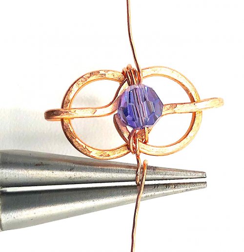 Kristal Wick's Purple Paradise Bracelet - , Contemporary Wire Jewelry, Forging, Forging Jewelry, Jewelry Forging, Oxidizing Wire, Oxidizing, Antiquing Wire, Antiquing, Texturing, Wire Wrapping, Wrapping, Wire Wrapping Jewelry, wrap the wire around the round nose pliers