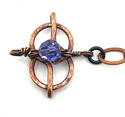 Kristal Wick's Purple Paradise Bracelet - , Contemporary Wire Jewelry, Forging, Forging Jewelry, Jewelry Forging, Oxidizing Wire, Oxidizing, Antiquing Wire, Antiquing, Texturing, Wire Wrapping, Wrapping, Wire Wrapping Jewelry, attach the chain