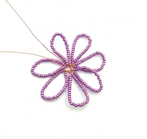 Kristal Wick's Blooming Wire Whimsy Earrings - , Beading, Wire Wrapping, Wrapping, Wire Wrapping Jewelry, Beads, make a total of 7 petals